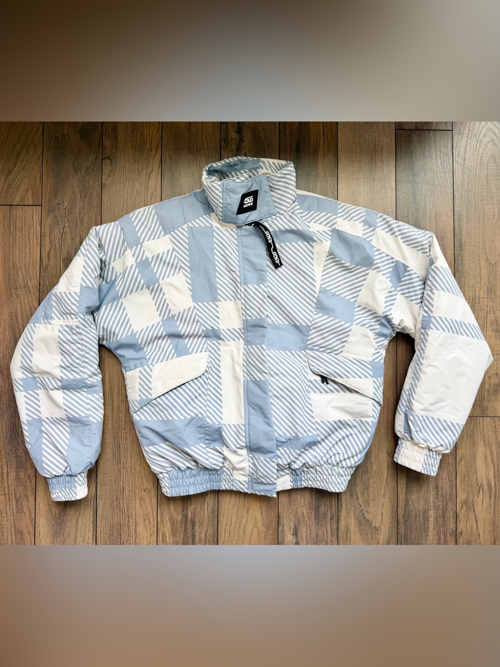 ASOS 4505 Light Blue & White Plaid Women’s Puffer Jacket Ski & Snowboard Jacket